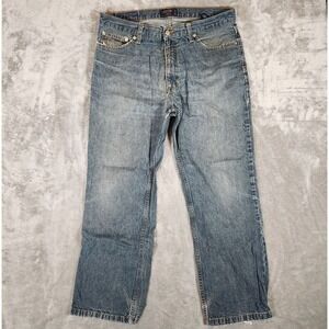 Vintage Izod Jeans Men's 34X28 (Tag 34X29) Classic Fit Blue Distressed 4554207R